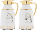 Al Saif Gallery Thermal Glass Thermos Set, 1.3L / 1L - Golden White product image 1