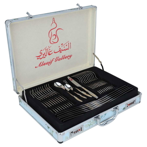 Al Saif Gallery steel spoon set with aluminum case, 72 pieces, gold-silver pattern product image