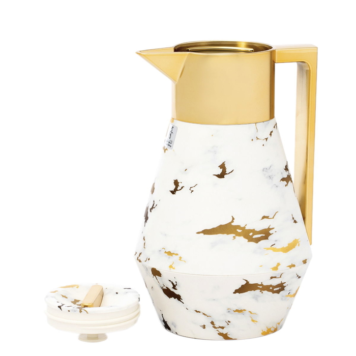 Lydia Plastic Everest Thermos, 1 liter, gold-white handle product image 3