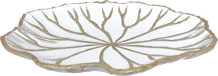 Al Saif Gallery glass dessert dish, 30x30x2.5 cm, circular, golden pattern - transparent product image 1