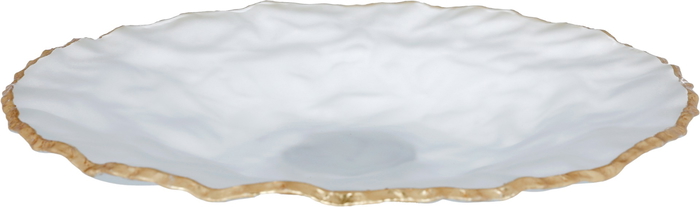 Al Saif Gallery glass dessert dish, 33 x 33 x 2.5 cm, round - transparent gold product image 2