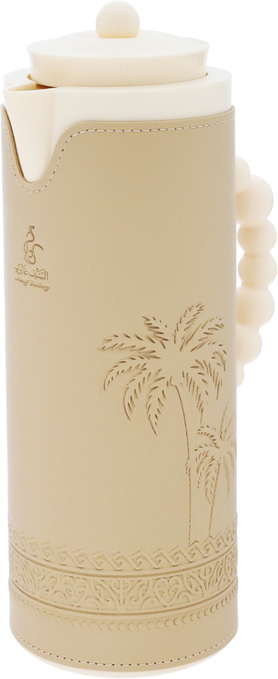 AL Saif Gallery Royal 7T Glass Thermos, 1 Liter, Leather Covered Plastic Outer Body, Palm Pattern - Beige product image 4