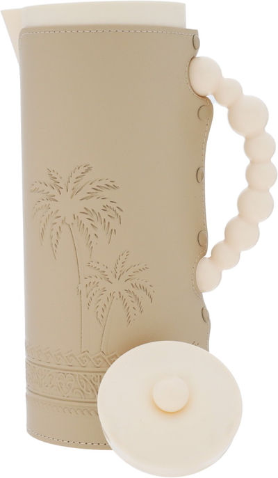 AL Saif Gallery Royal 7T Glass Thermos, 1 Liter, Leather Covered Plastic Outer Body, Palm Pattern - Beige product image 3