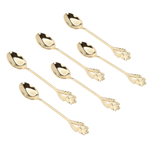 Al Saif Gallery steel tea spoon set, 11.5x2 cm, 6 pieces, rose pattern - gold product image