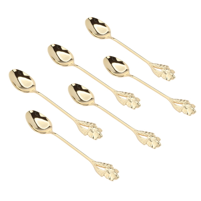 طقم ملاعق شاي استيل السيف غاليري، 11.5x2 سم، 6 قطع، نقش وردة - ذهبي product image 1