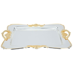 Al Saif Gallery Steel Serving Tray, 3 Pieces - Golden Silver product image 1