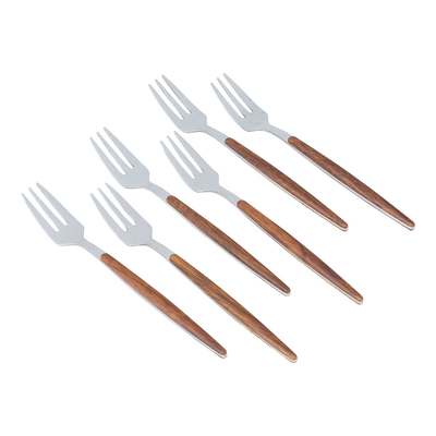 طقم شوك حلا استيل السيف غاليري، 6 قطع - بني product image 3