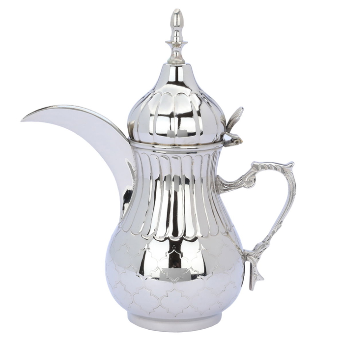 Al Saif Gallery Tarahib Arabic Coffee Dallah iron, 1 Liter - Silver product image 1