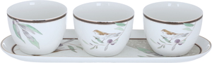 Al Saif Gallery porcelain soup bowls serving set, bird pattern, 4 pieces - white product image