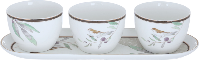 Al Saif Gallery porcelain soup bowls serving set, bird pattern, 4 pieces - white product image 1