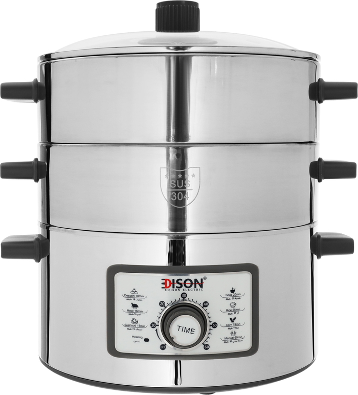 Edison Digital Sms-30Fj Steam Cooker Steel, 1600 Watt, 1.5 Liter, 327 X 327 X 367 Mm, 6 Functions - Silver product image 2