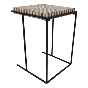 Al Saif Gallery wood serving table, 44x44x64 cm, squares, large - brown product image