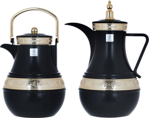 Al Saif Gallery Amal thermos set, 1+1 litre, gilded, 2 pieces - black product image