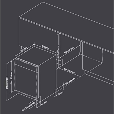 Midea Wqp147713F Built-In Dishwasher, 14 Liters, 5 Programs, 14 Places, Inverter - Silver product image 4