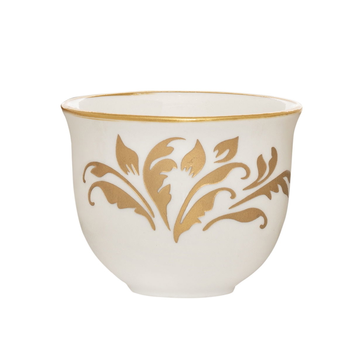 Al Saif Gallery porcelain Arabic coffee cups set, leaf pattern, 12 pieces - white product image 3