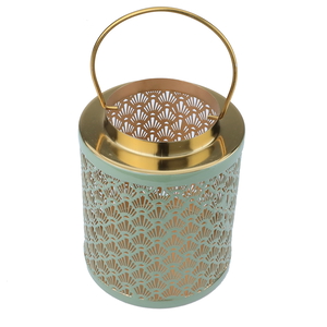 Al Ain Andalusia Indian steel lantern, 15 x 15 x 18 cm, hand hold, cylindrical - green product image