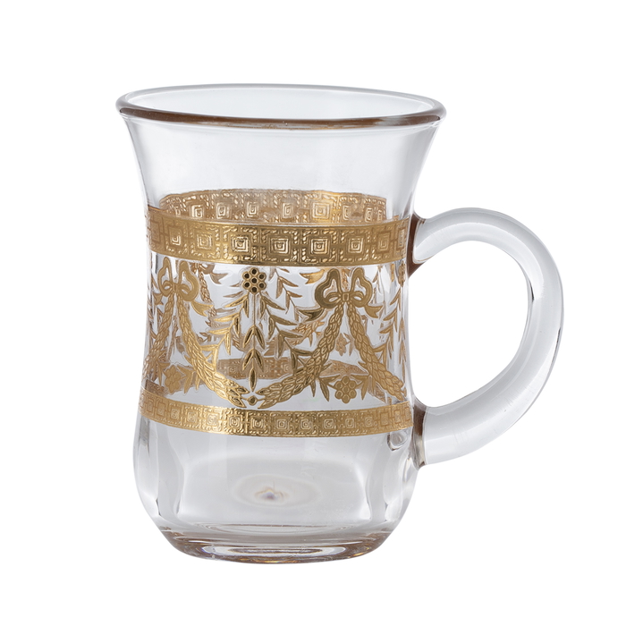 Saif Gallery Shahi Glass Bialat Set, 6 Pieces - Clear Gold product image 2