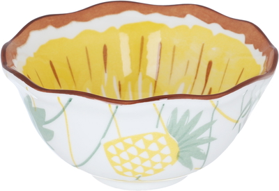 Al Saif Gallery porcelain bowl, 6 x 12.3 x 12.3 cm, circular, yellow-white pattern product image 1