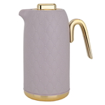 Timeless plastic rattan thermos, 1 liter, gold-purple handle product image 1