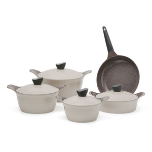 Al Saif Gallery Tornado granite cookware set, 20 / 24 / 24 / 28 / 28 cm, Korean, 9 pieces - beige product image