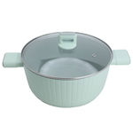 Robust Aluminum Cookware Set with Glass Lid, 7 Pieces, 20 / 24 / 28 / (28) cm - Light Green product image 2