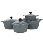 False Granite Cookware Set with Glass Lid, 8 Pieces, 20/24/28/32, Turkish - Light Gray product image 1