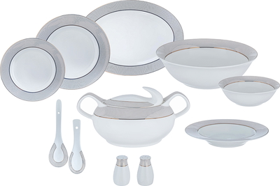 Dania Porcelain Dining Serving Set, 75 Pieces, Engraved - White product image 1