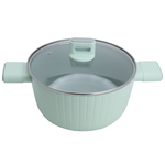 Robust Aluminum Cookware Set with Glass Lid, 7 Pieces, 20 / 24 / 28 / (28) cm - Light Green product image 3