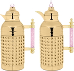 Sarah Estelle Al Saif Gallery thermos set, 1+1 liter, pink crystal handle, 2 pieces - gold product image 1