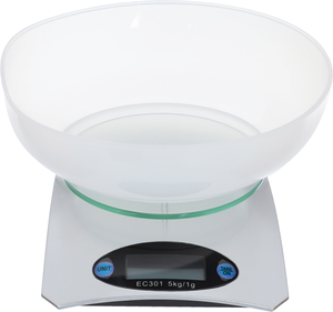 Al Saif Gallery Steel Electronic Kitchen Scale, with transparent plate, 5 kg - Grey product image