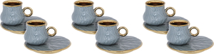 Al Saif Gallery Porcelain Coffee Cup Set, 12 Pieces, 90 ml - Light Grey product image