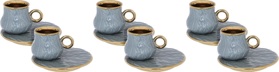 Al Saif Gallery Porcelain Coffee Cup Set, 12 Pieces, 90 ml - Light Grey product image 1