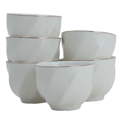 Al Saif Gallery Porcelain Coffee Cup Set, 12 Pieces - White And Golden product image 1