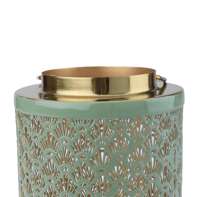 Al Ain Andalusia Indian steel lantern, 15 x 15 x 18 cm, hand hold, cylindrical - green product image 2