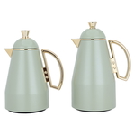 Al Saif Gallery Ruwaida Steel Thermos Set, 2 Pieces, 0.7/1 Liter - Green product image 1