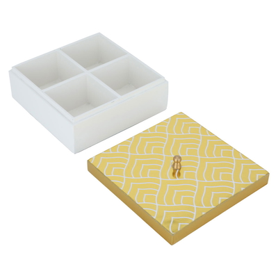 Alsaif Gallery Wood Storage Box, 17×17×7.6 cm, Engraved - white product image 2