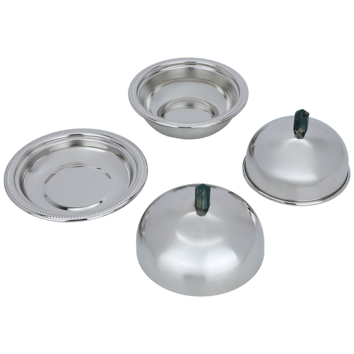 Al Saif Gallery steel tofary set, 2 dates, lid, marble handle, 3 pieces - silver product image 3