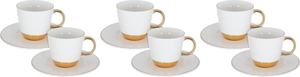 Porcelain coffee cup set with a gold base, 12 pieces, 90 ml, with saucer - white product image