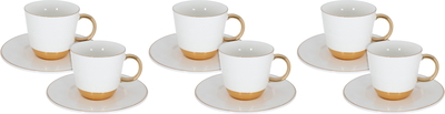 Porcelain coffee cup set with a gold base, 12 pieces, 90 ml, with saucer - white product image 1