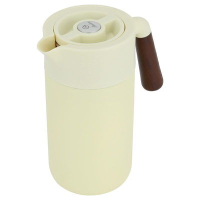 Tara Plastic Al Saif Gallery Thermos, 1.2 litres, wooden handle, squeeze - yellow product image 1