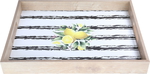 Saif Gallery wooden serving tofir, 42 cm, rectangular, lemon pattern, with handle - white product image 1