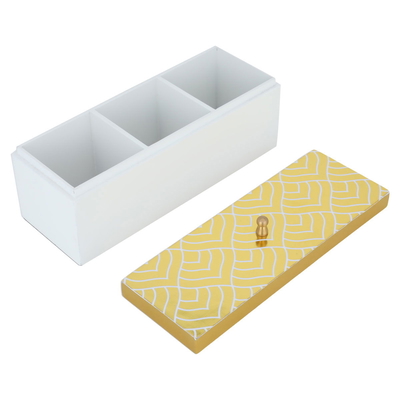 ِِAlsaif Gallery Wood Storage Box, 26.5×9.6×10 cm, Engraved - white product image 2