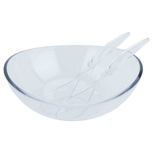 Al Saif Gallery Turkish Acrylic Salad Bowl, 3 Pieces, With Clear Spoons - Clear product image