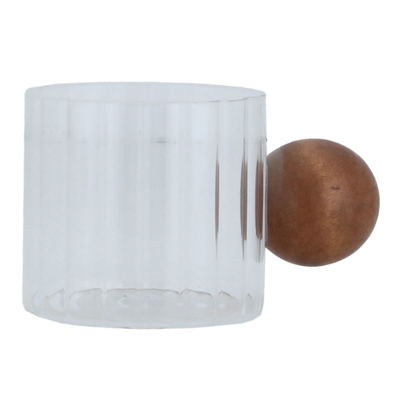 Al Saif Gallery glass cup, with wooden handle - transparent product image 1