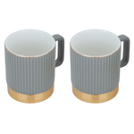 Al Saif Gallery porcelain tea cup set, 200 ml, gold base, 2 pieces - grey product image 2