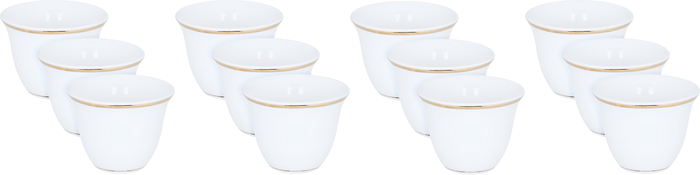 Al Saif Gallery Arabic coffee cups set, 12 pieces, 100 ml, gold-white rims product image 1