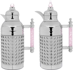 Sarah Gallery plastic thermos set, 1 liter, pink crystal handle - silver product image 1