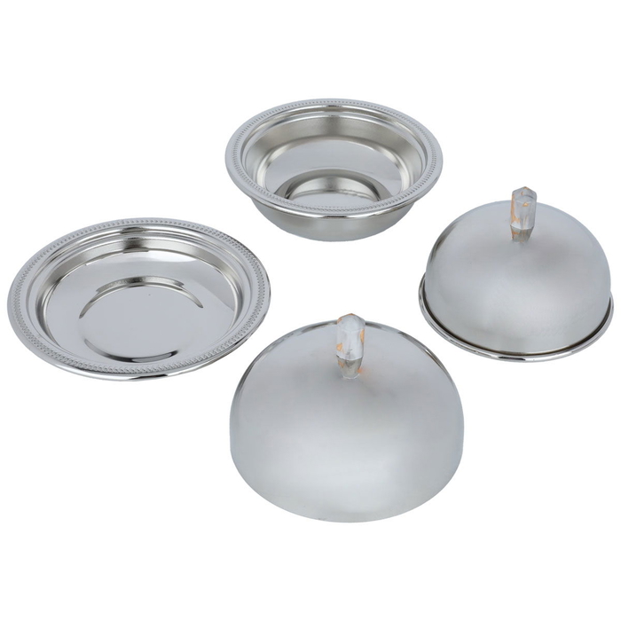 Tofaria set with 2 dates with a steel lid from Al Saif Gallery, 3 pieces - silver product image 3