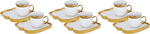 Al Saif Gallery Porcelain Coffee Cups And Saucers Set, 12 Pieces - Golden White product image 1