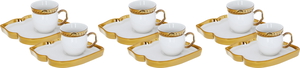 Al Saif Gallery Porcelain Coffee Cups And Saucers Set, 12 Pieces - Golden White product image